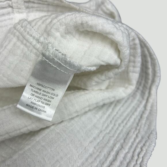 J by Joie Top women Sze Large White Gauzy Cotton Coastal Boho 3/4 Sleeves Blouse - Picture 9 of 11